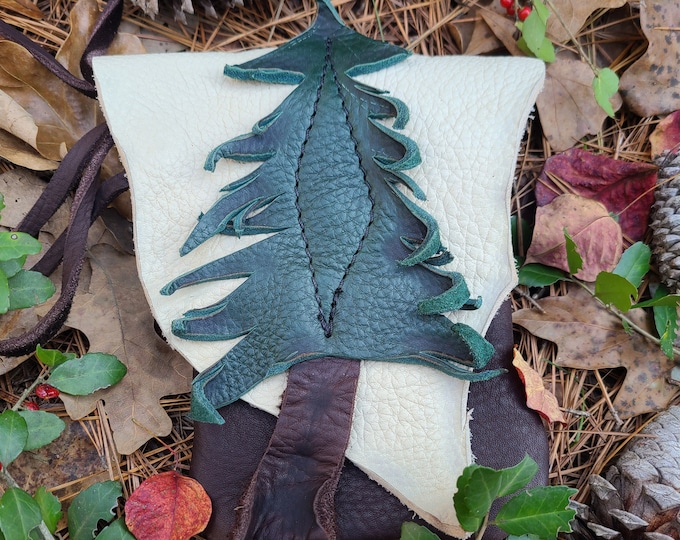 Small Leather Conifer Tree Purse / Hip Bag / Minimalist Forest Nature Handmade Evergreen Outside Pine Douglas Fir Pacific Northwest