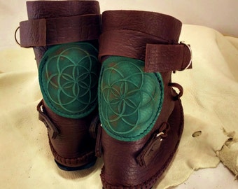 Seed of Life Shin High Indie Moccasin/single buckle boots/vibram sole/renaissance Chocolate brown