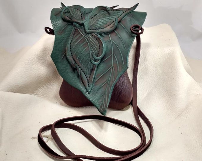 Small Leather Leaf Forest Purse adjustable straps