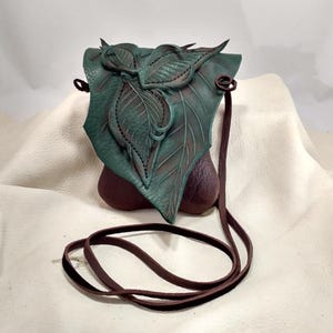 Small Leather Leaf Forest Purse adjustable straps