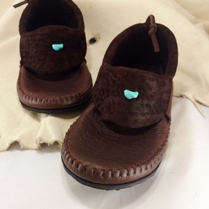 Clean Cut Chocolate Brown Inca Moccasin with Turquoise Stone