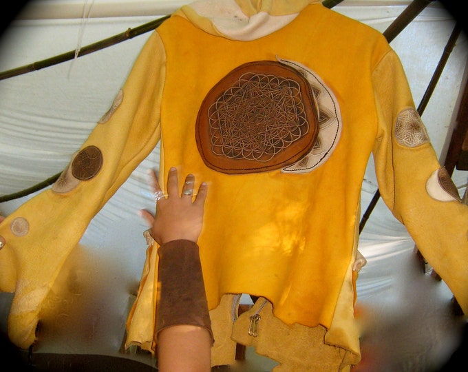 Sacred Geometry Deer and Elk hide Leather Jacket