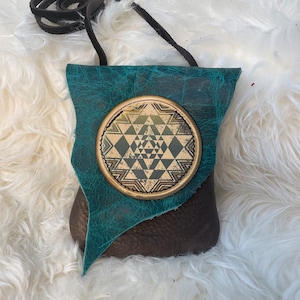 Small Leather Purse with Star Tetrahedron pocket / Hip Bag Pouch Tote Sack LARP Woodland Faerie Renaissance Hobbit Earthy Earth Nymph Hippie image 1