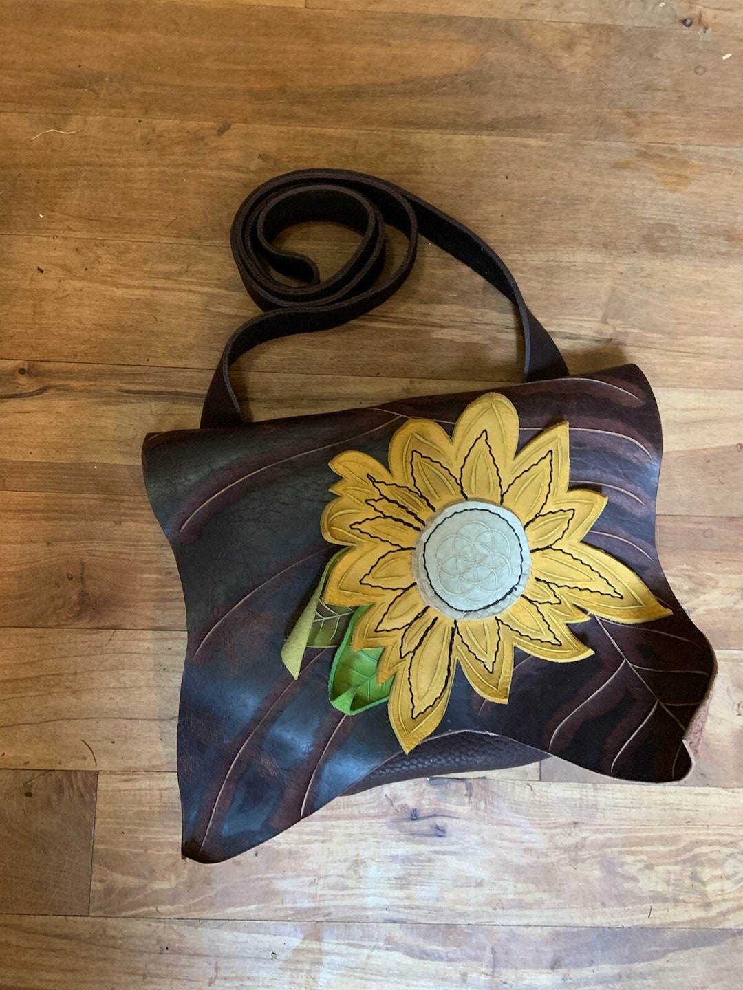 Bolso mediano de girasol: bolso bandolera de piel de bisonte Nature Sun  Garden México