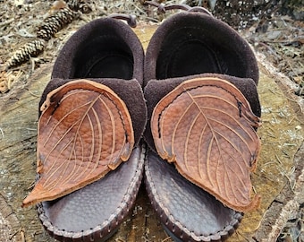 Leaf Inca Moccasins / Zero Drop Minimalist Leather Bullhide Durable Nature Handmade Festival