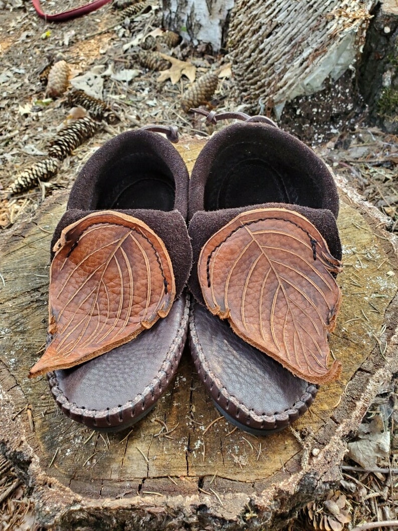 Leaf Inca Moccasins / Zero Drop Minimalist Leather Bullhide Durable Nature Handmade Festival image 1