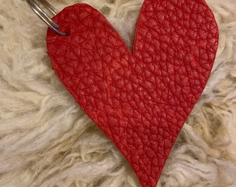 Leather Heart Keychain, Key Ring