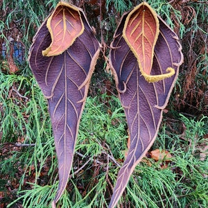 Earrings 93 Leather Leaf, Woodsy, Leaves, Autumn, Fall, Unique, Handmade, Lightweight, Soft, Dangle, Woodland image 1