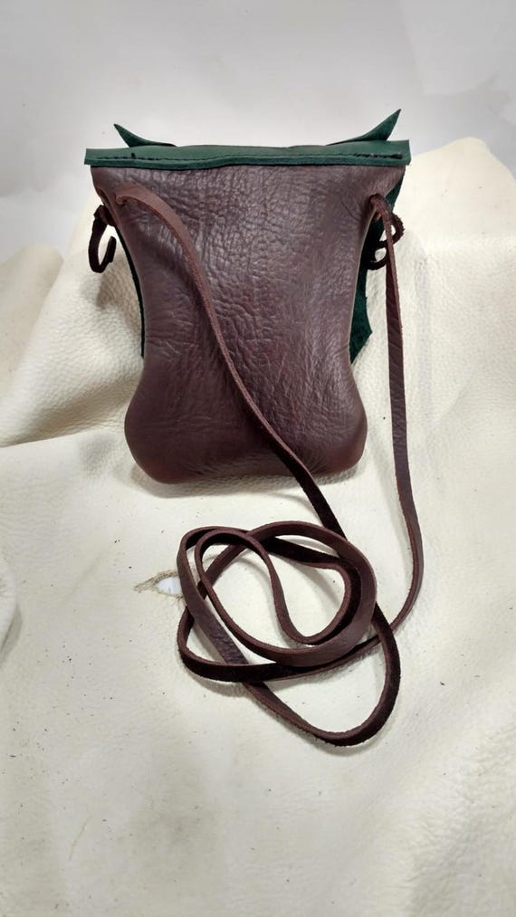 Small Leather Leaf Forest Purse / Hip Bag - Etsy