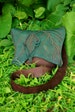 Medium FOREST Purse / Soft Bullhide Leather Teal Green Leaf Brown Bag Renaissance LARP Fairy Woodland Nature Lover 