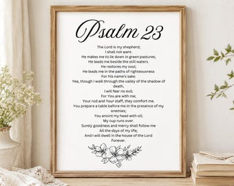 The Lord Is My Shepherd Print | Psalm 23 Vintage Cottagecore Botanical Christian Wall Art