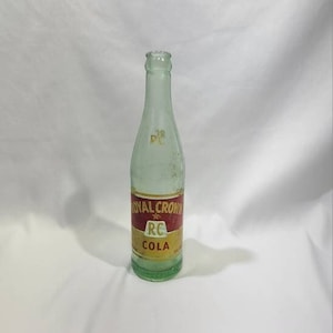 Vintage Green 10 Ounce Royal Crown RC Cola Bottle Embossed Yellow And Red Label Knoxville Bottling Co.