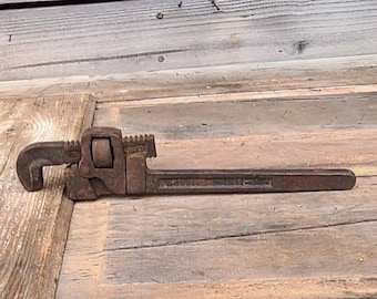 Antieke Trimo pijptang 1889/1916, verstelbare 14 inch lange pijptang