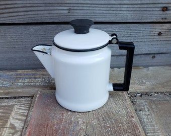 Bakelite handle French Vintage Shabby Chic stainless steel coffee pot and filter Cafetiere Original 1960/'s inox