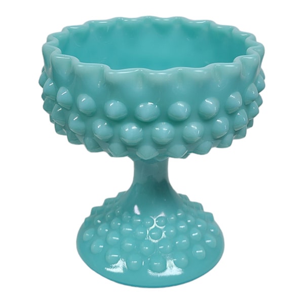 Türkis/Aqua Blauer Fenton Hobnail Gekritzel Teller 1950er Jahre