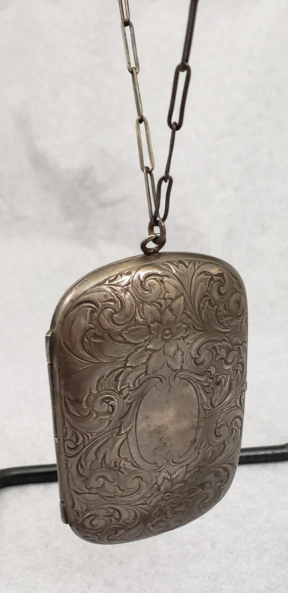 Silver compact,Antique Sterling Silver Mirror Car… - image 10