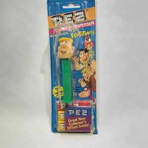 1992 PEZ Flinstones Barney Rubble Candy Dispenser in Blue Cardstock Package