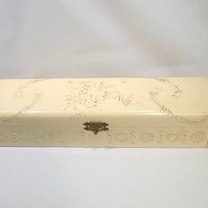 Vintage Glove Box, Ivory Colored Glove Box With Raised Embossing Celluloid