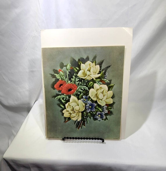 Vintage 1940s Averill Floral Framed Art Prints Vintage 1940s Averill Floral Framed Art Prints