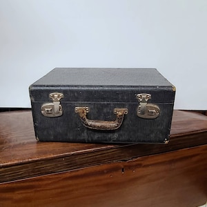Vintage Leather Suitcase, Travel Trunk, Cowhide Wrapped Suitcase, Vintage Suitcase