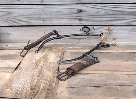 Hames de cheval en fer et cuir, équipement de cheval antique -  France