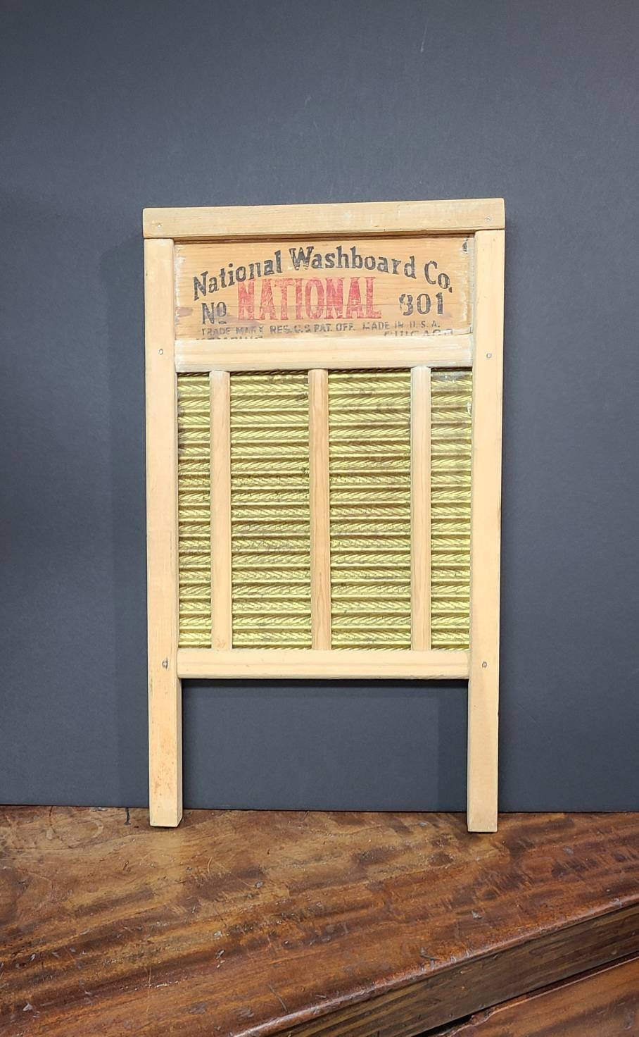 Vintage National Washboard Co. 801 Made in USA 1940s Washboard, Wood