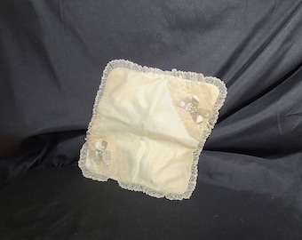 Funda de almohada vintage con almohada inflable, almohada inflable con cubierta de volantes de encaje