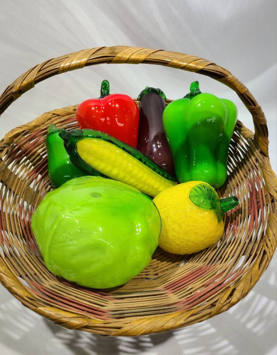 Vintage Glass Fruit and Vegetables Glass Green and Red Etsy