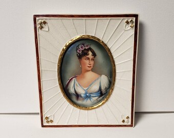 Miniature Portrait Of Marie Louise Bonaparte Hand Painted Porcelain Empress of Austria
