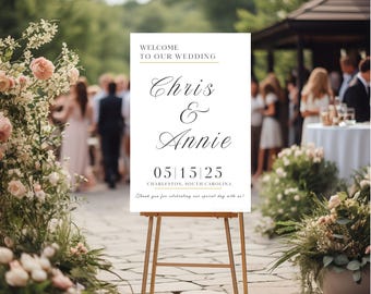 Printable Minimalist Wedding Welcome Sign Template Editable Canva Sign Modern Wedding Thank You For Celebrating With Us Customizable Poster
