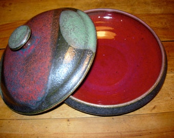Multi Colored Casserole with Red inside