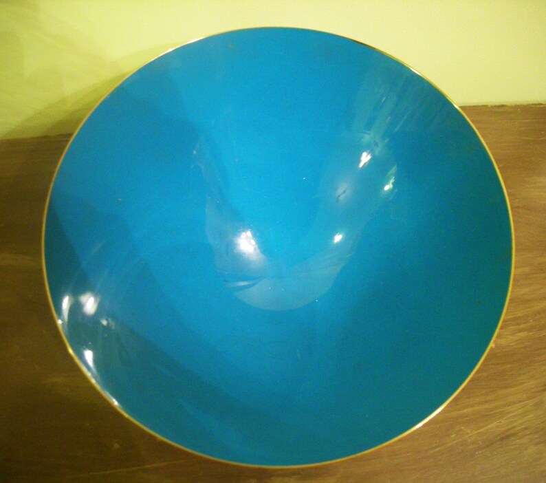 VINTAGE MID CENTURY MODERN GORHAM BOWL WITH TURQUIOSE ENAMEL Etsy