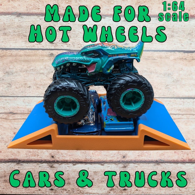Monster Truck Ramps, 3D Printed custom made ramps, set of 3, Made for small Car or Truck toy, Monster Jam, gravedigger, stunt ramp. image 3