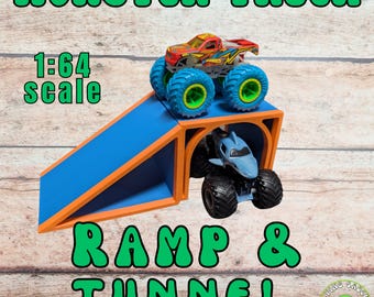 Monster Truck Ramps, 3D Printed custom made ramps set of 2, Made for small Car or Trucks, Monster Jam, gravedigger, stunt ramp, 1:64 scale