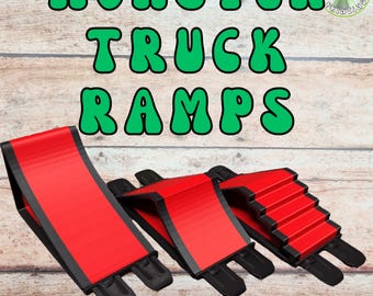 Monster Truck Ramps, 3D Printed custom made ramps, set of 3, toy trucks, toy truck ramps, monster jam, ramps, 1/64th scale monster truck,