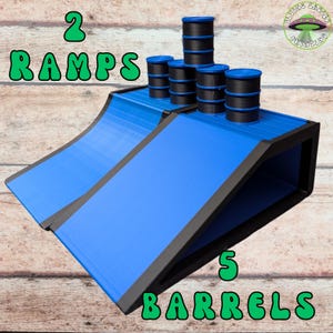 Monster Truck Ramps, 3D Printed custom made ramps set of 2 ramps with 5 barrels, Made for Cars or Truck toys, Monster Jam, stunt ramp, Bild 5