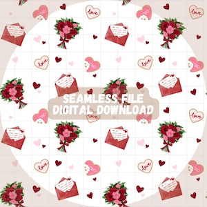 Valentinstag Rosen & LiebesbriefSeamless Datei / Rapport / PNG Bild / Zucker Kekse / Herzen / hohe Auflösung