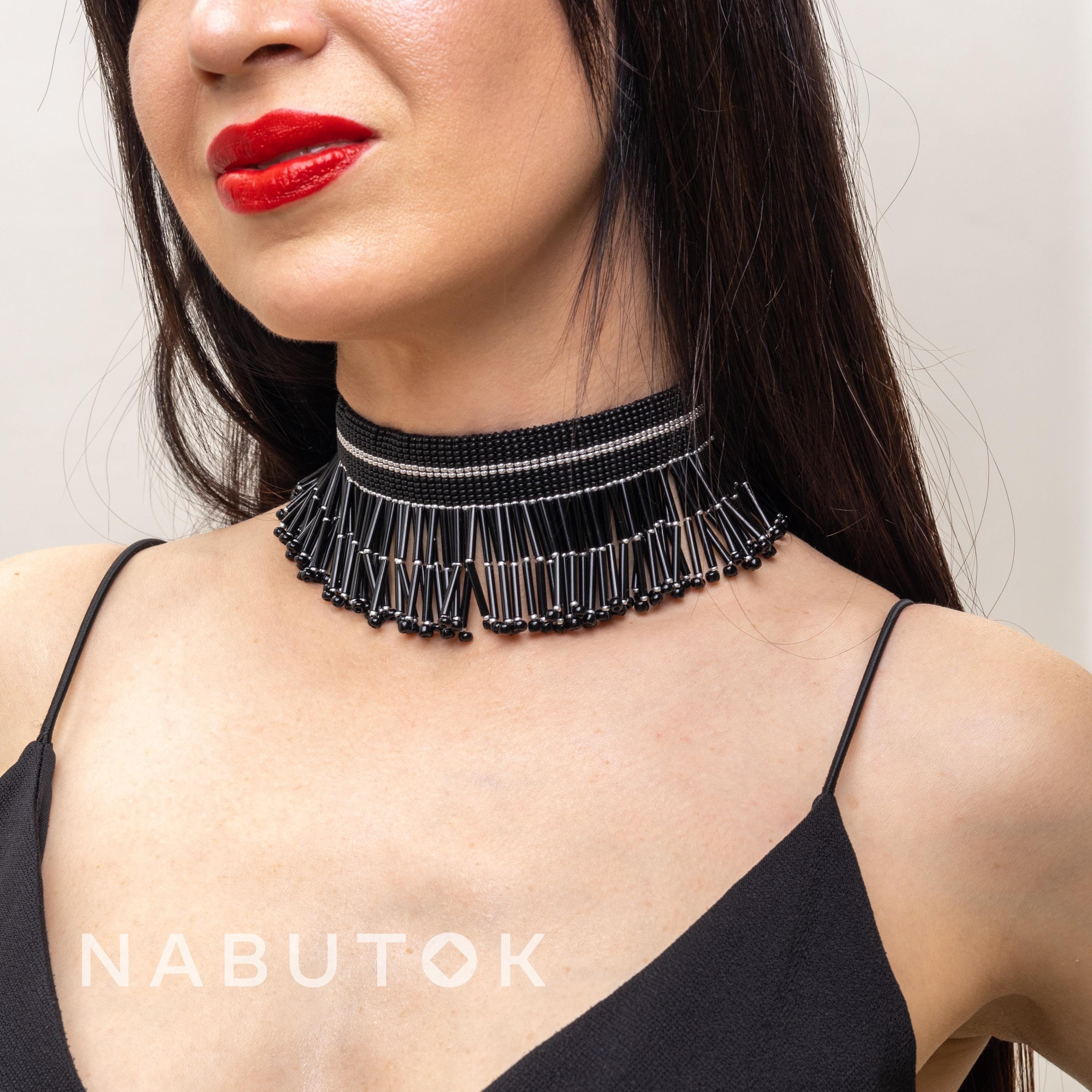 ネックレス・チョーカー BASSCLEF Men's Choker Necklace Surgical Steel Black Beads Amazon.com: Men's Boho Choker Necklace, Short Black Leather