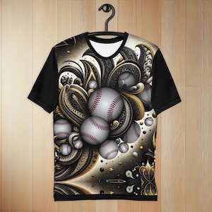 BASEBALL CLUSTERS All-Over-Print Polyester Baseball T-Shirt - Men&#39;s Size