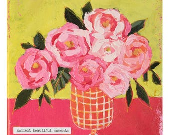 Sammeln Sie “Schöne Momente”. FineArt Print|Square Art Druck| Wunderliche Blumenwanddekor | Kühner Blumenstil | Ungerahmter Druck|20x20x20cm