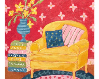 Marion| Interior Art Print| 8x10|11x14| Art Print| Whimsical Chair Wall Art| Cottagecore Decor