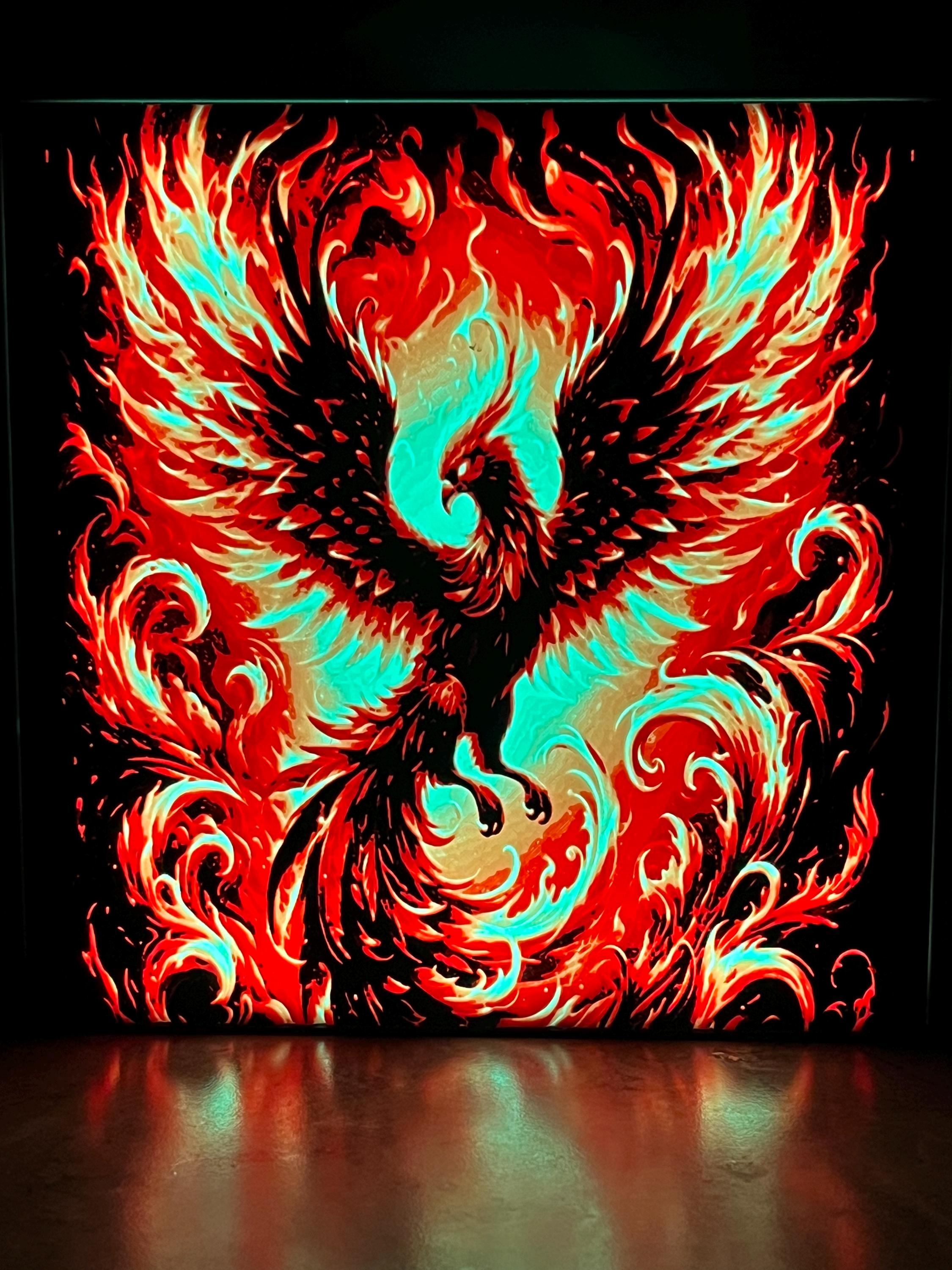 Phoenix Hueforge Lithophane Light Box With Multicolor LED Lights