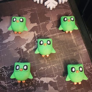 Duolingo Owl Set of 5 Ornament Figurines - Cute Owl Language Learning Decorations