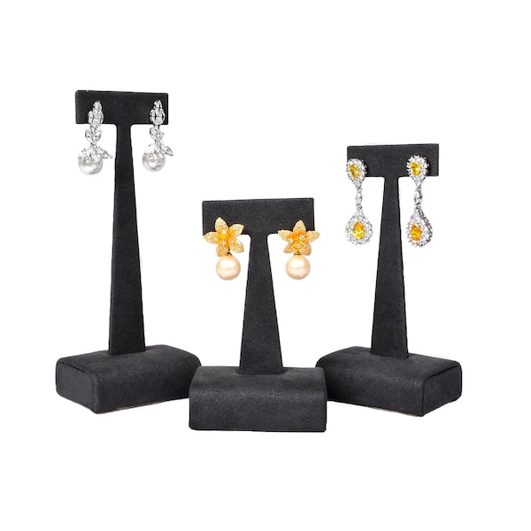 Deluxe Jewelry Display, Luxury Suede Earring Display Earring Tray, Earring Prop, single, and Multiple Earring  Stand, Dark Grey