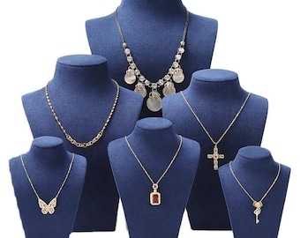 Customize Jewelry Display Stand Necklace Holder Mannequin necklace holder display Luxury Suede Necklace Bust Jewelry Neck form Royal Blue
