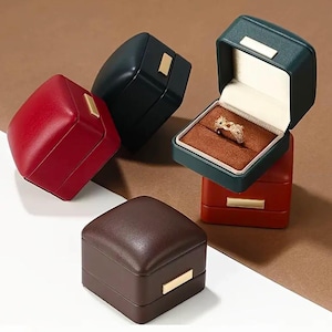 Vintage Style Ring Box, Luxury PU Leather Ring Box, Engagement Ring Box, Proposal Ring Box, Wedding Ring Box, Anniversary Ring Box