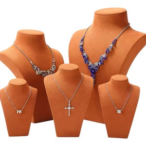 Customize Jewelry Display Stand Necklace Holder Mannequin necklace holder display Luxury Suede Necklace Bust Jewelry Neck form Orange