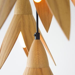 Oak Wood Pendant Light: Scandinavian Minimalist Hanging Lamp image 11