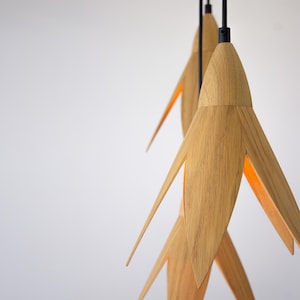 Oak Wood Pendant Light: Scandinavian Minimalist Hanging Lamp image 10
