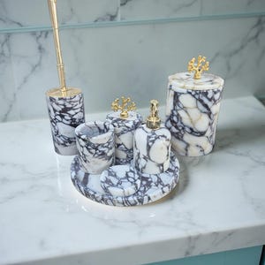 Luxurious Calacatta Viola Marble Bath Set - 7-Piece Collection for a Spa Retreat